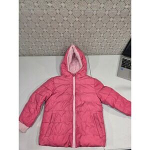 Kids Pink Puffer Jacket Fleece Lined Hood‎ Full Zip Swiss Tech Size 4T